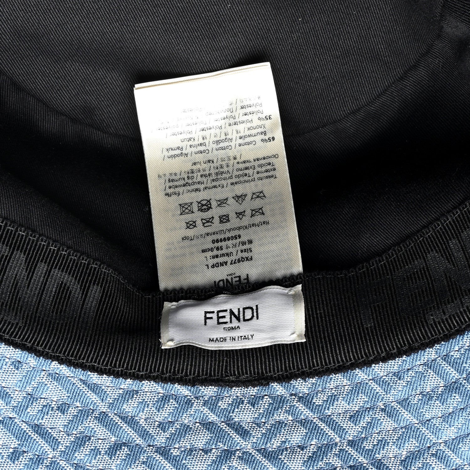 Fendi Denim Frayed FF Bucket Hat L Blue 7 of 8