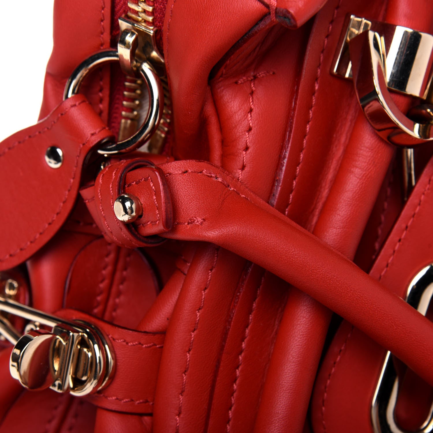 Chloe Calfskin Medium Paraty Metal Bar Trim Red 23 of 29