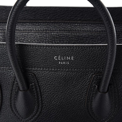 Celine Drummed Calfskin Nano Luggage Black 6 of 8