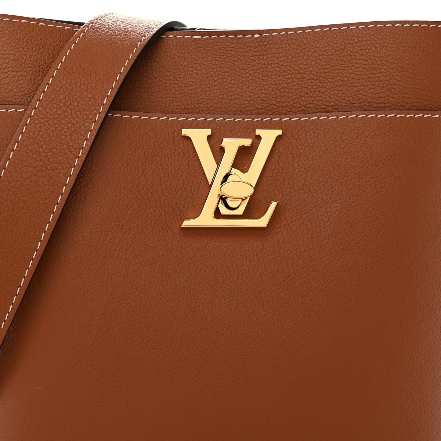 Calfskin Lock and Walk Bucket Cognac