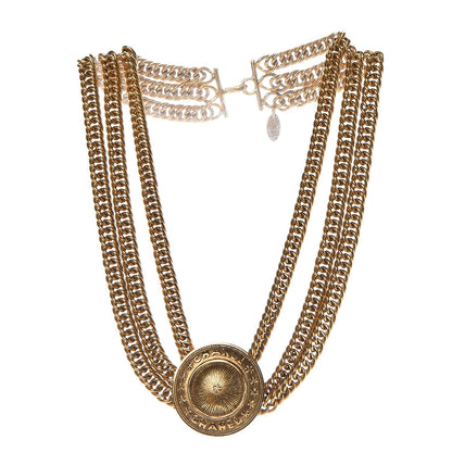 Chanel Multi Strand Medallion Necklace Gold 3 of 4