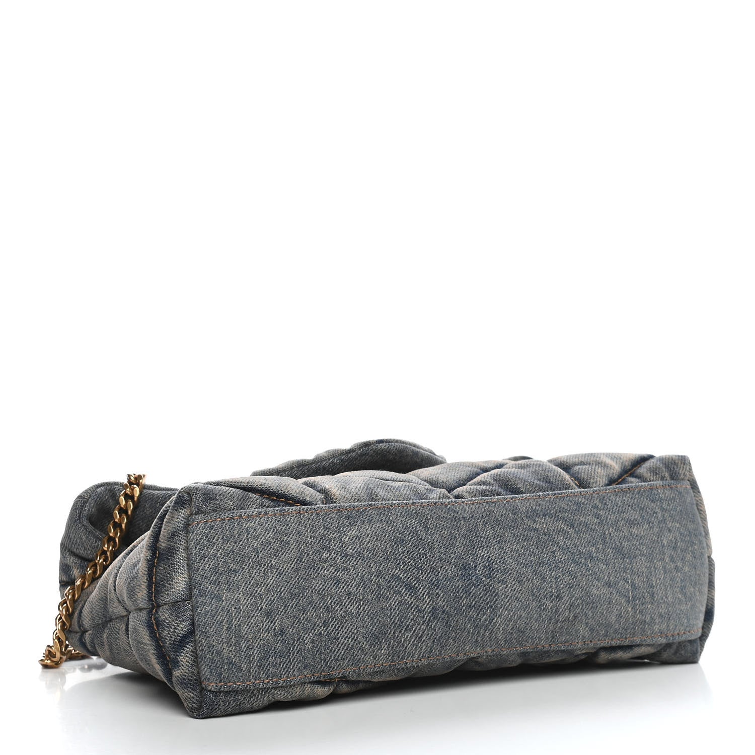 Saint Laurent Denim Quilted Toy Loulou Puffer Monogram Chain Satchel Blue Black 4 of 9