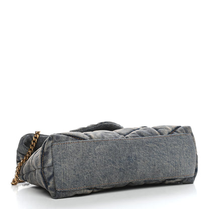 Saint Laurent Denim Quilted Toy Loulou Puffer Monogram Chain Satchel Blue Black 4 of 9
