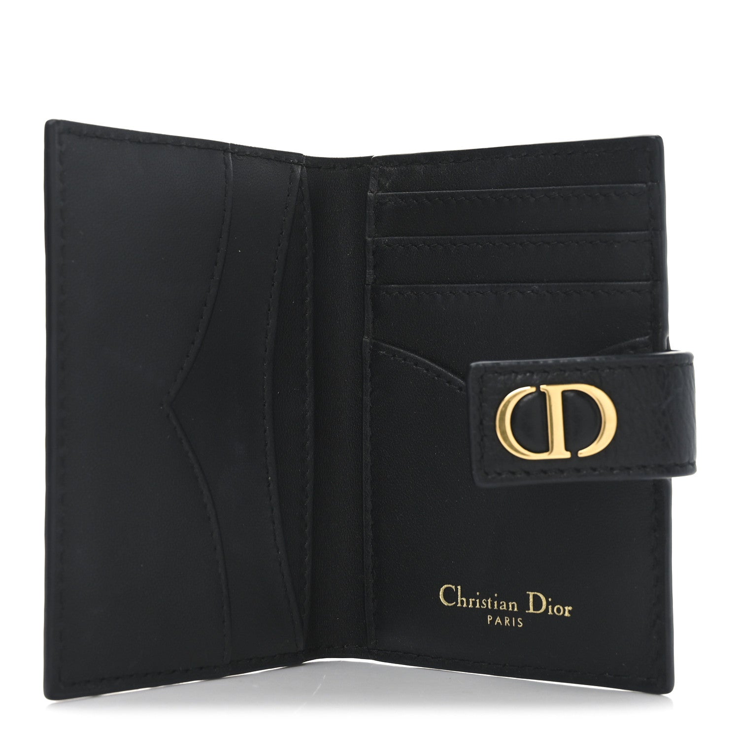 Christian Dior Supple Calfskin Cannage Caro Dandelion Card Holder Black 5 of 6