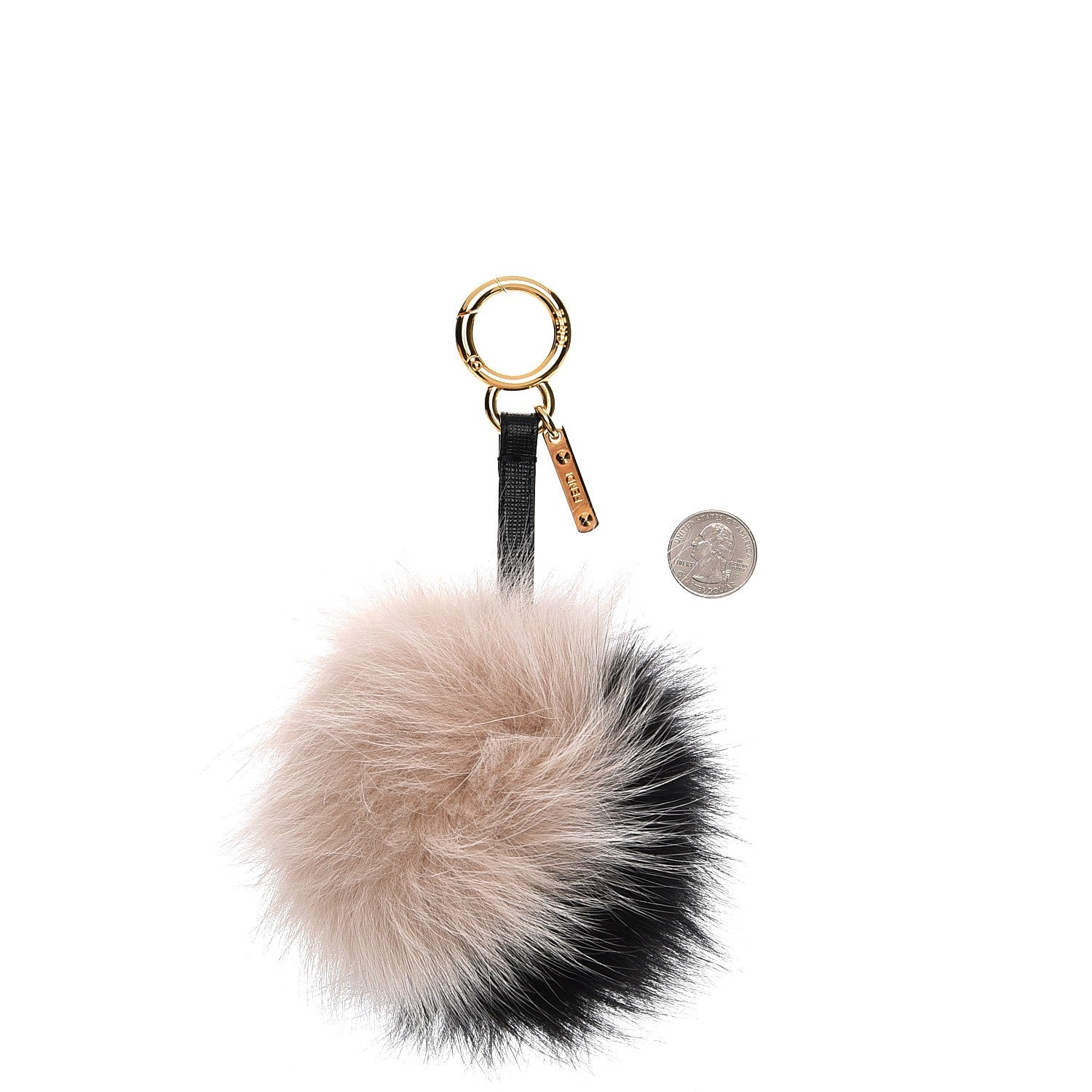 Fendi Fox Fur Pom Pom Bag Charm Black White 2 of 6