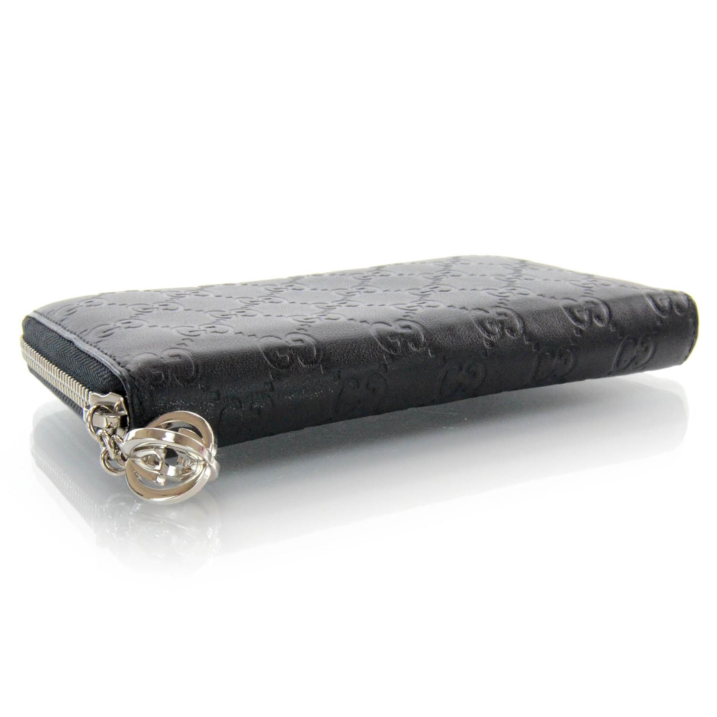 Guccissima Large Twins Zip Around Wallet Black
