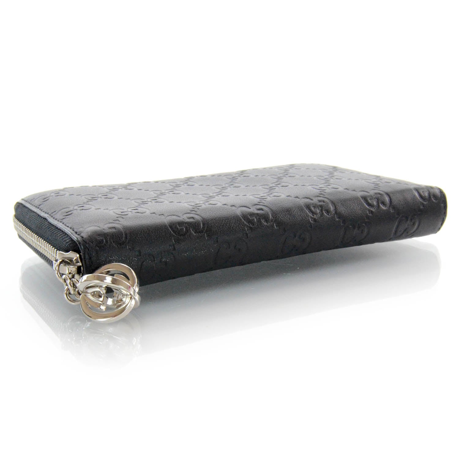 Gucci Guccissima Large Twins Zip Around Wallet Black 5 of 8