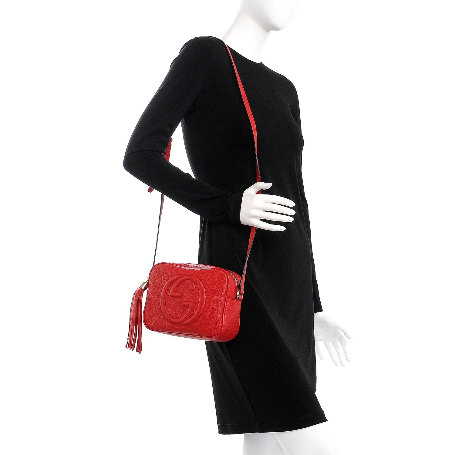 Gucci Pebbled Calfskin Small Soho Disco Bag Vibrant Red 2 of 7