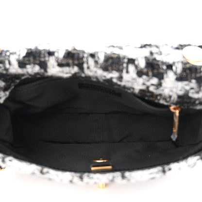 Chanel Wool Tweed Quilted Elegant Chain Flap Black Grey 5 of 11