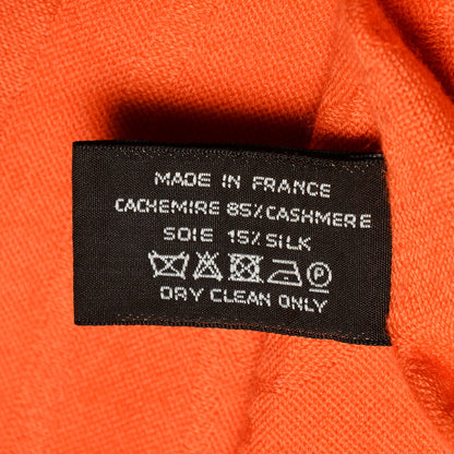 Hermes Cashmere Silk New Libris Stole Orange Vif 4 of 4