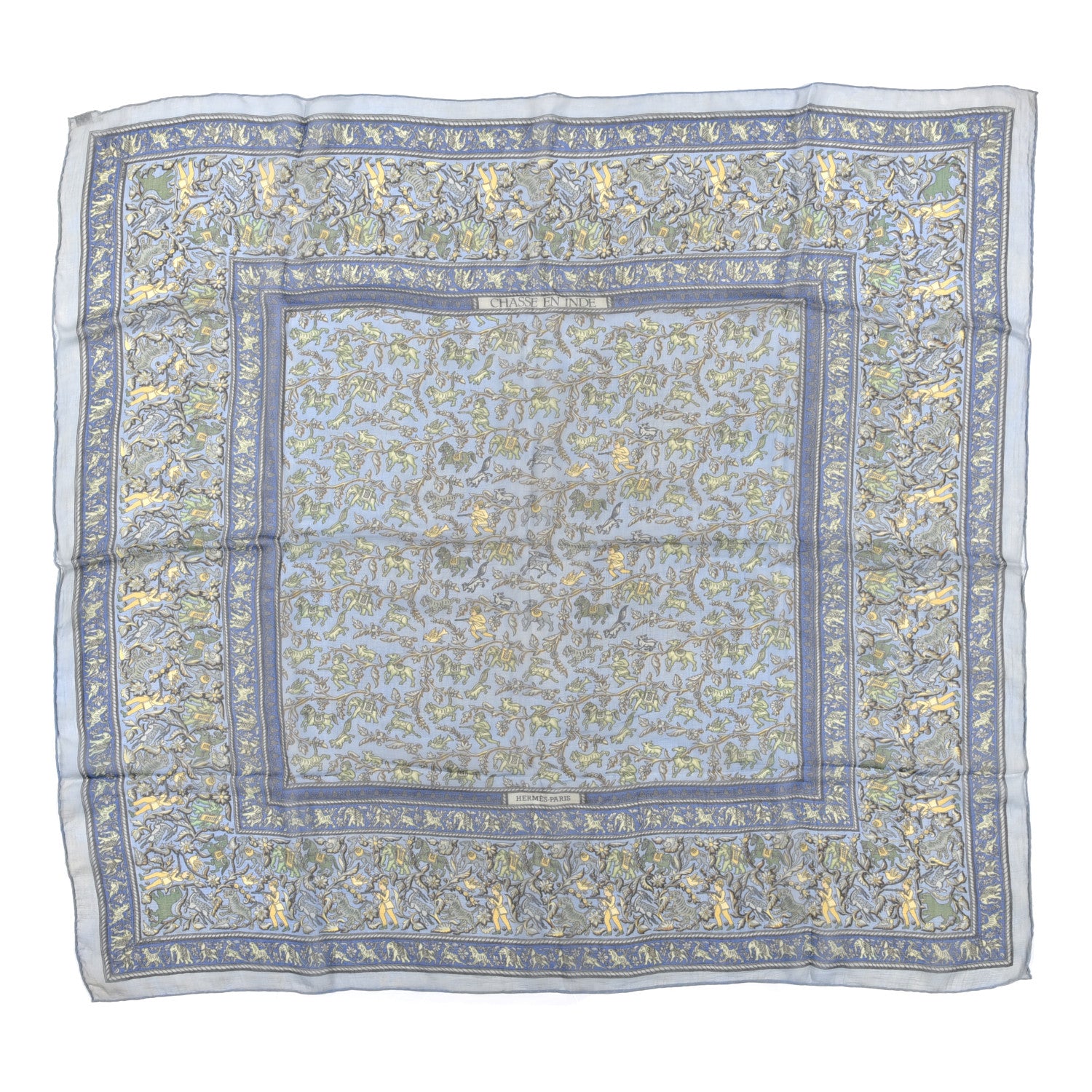 Hermes Silk Mousseline Chasse En Inde Scarf 90 1 of 4