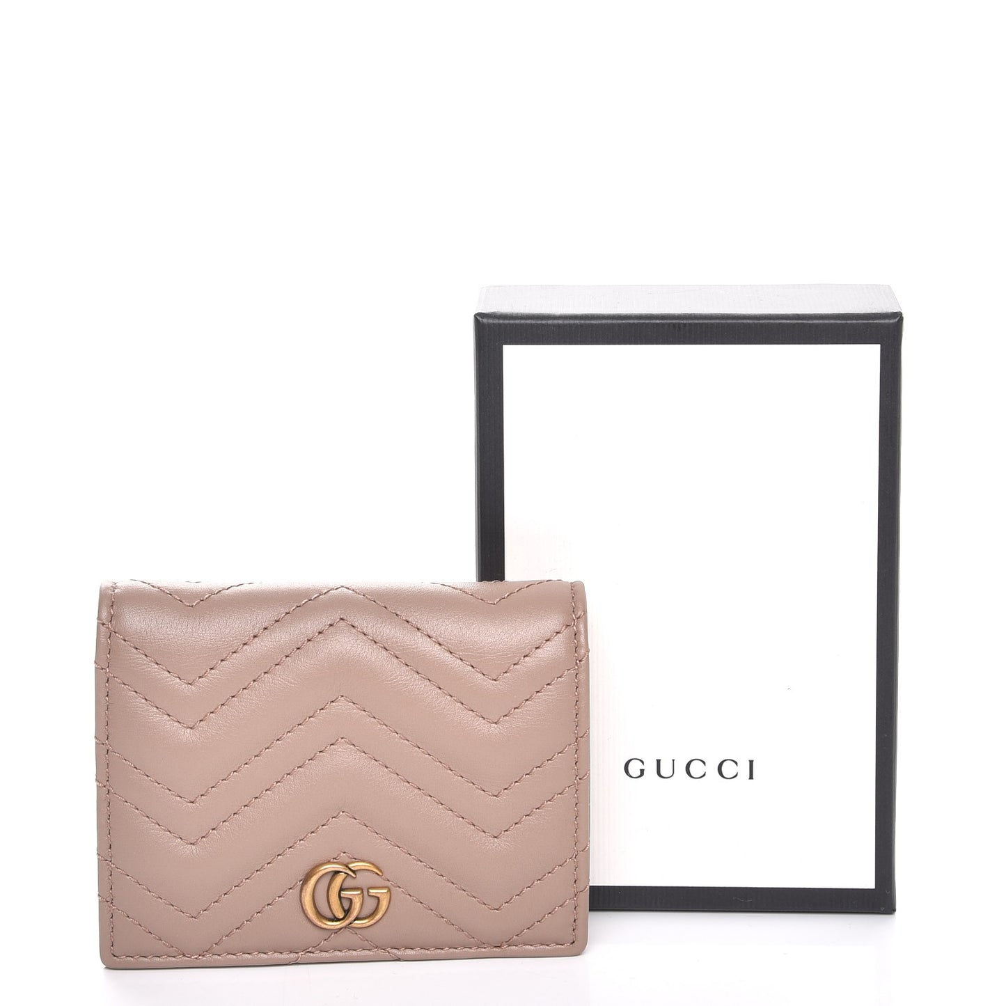 Calfskin Matelasse GG Marmont Card Case Porcelain Rose