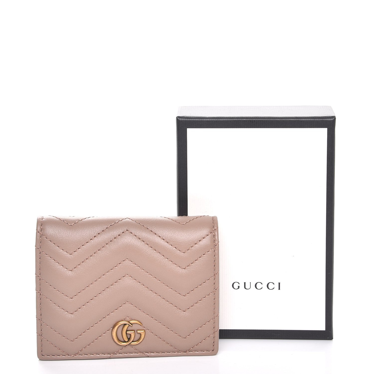 Gucci Calfskin Matelasse GG Marmont Card Case Porcelain Rose 8 of 8
