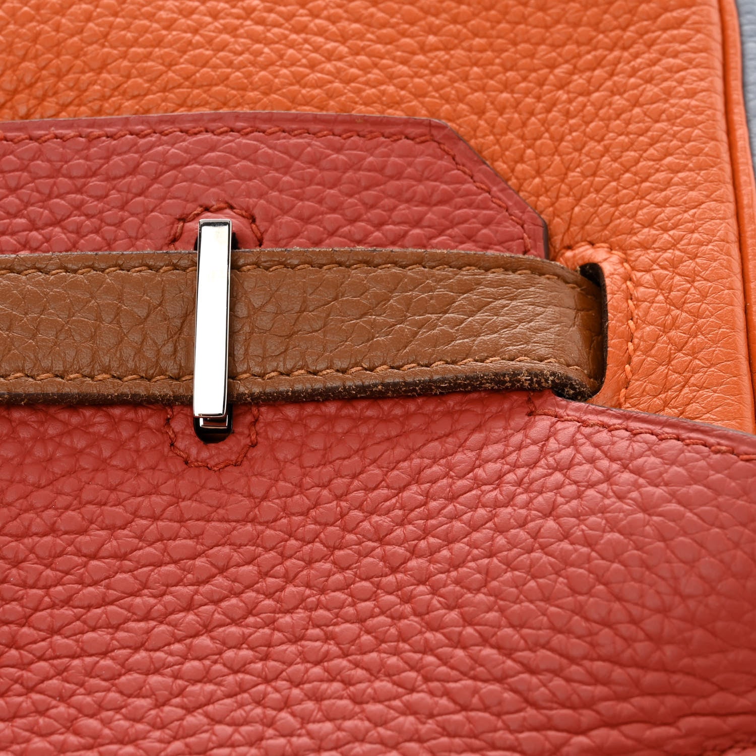 Hermes Taurillon Clemence Arlequin Birkin 35 Orange Sanguine Gold Bleu Lin Bleu Hydra Etain 13 of 14