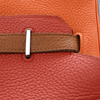 Hermes Taurillon Clemence Arlequin Birkin 35 Orange Sanguine Gold Bleu Lin Bleu Hydra Etain 13 of 14