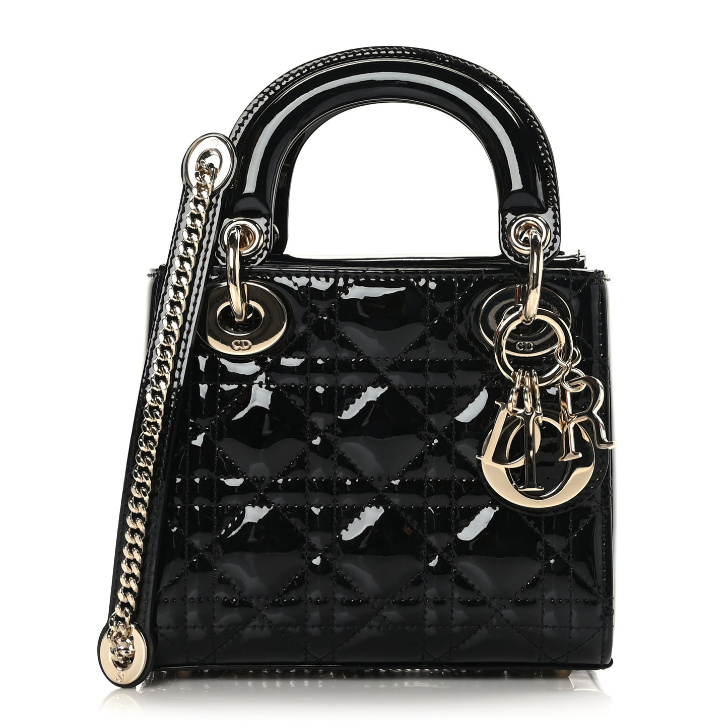 Patent Cannage Mini Lady Dior Black