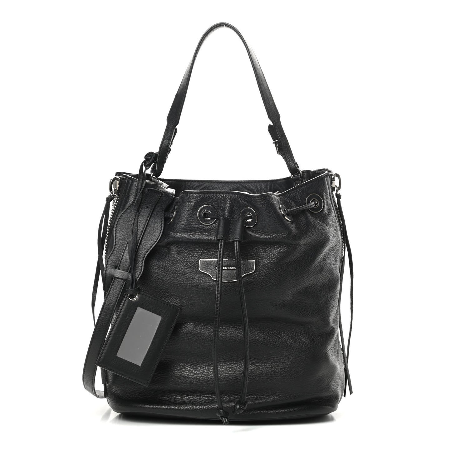 Veau Papier Plate Small Bucket Bag Black