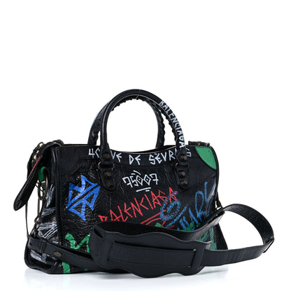 Balenciaga Agneau Graffiti All Over Classic Hardware S City Black Vert Rouge 2 of 8