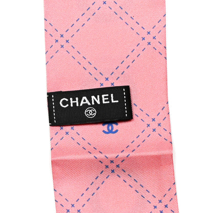 Chanel Silk CC Slim Bandeau Scarf Ecru Navy 3 of 3