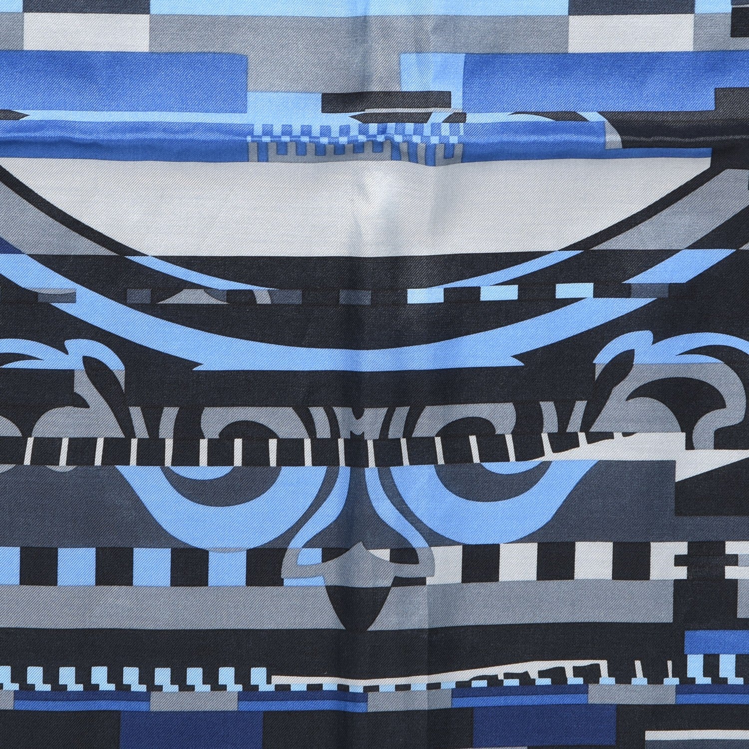 Hermes Silk Cotton Glitch Scarf 100 Navy Lake Bleu 4 of 6