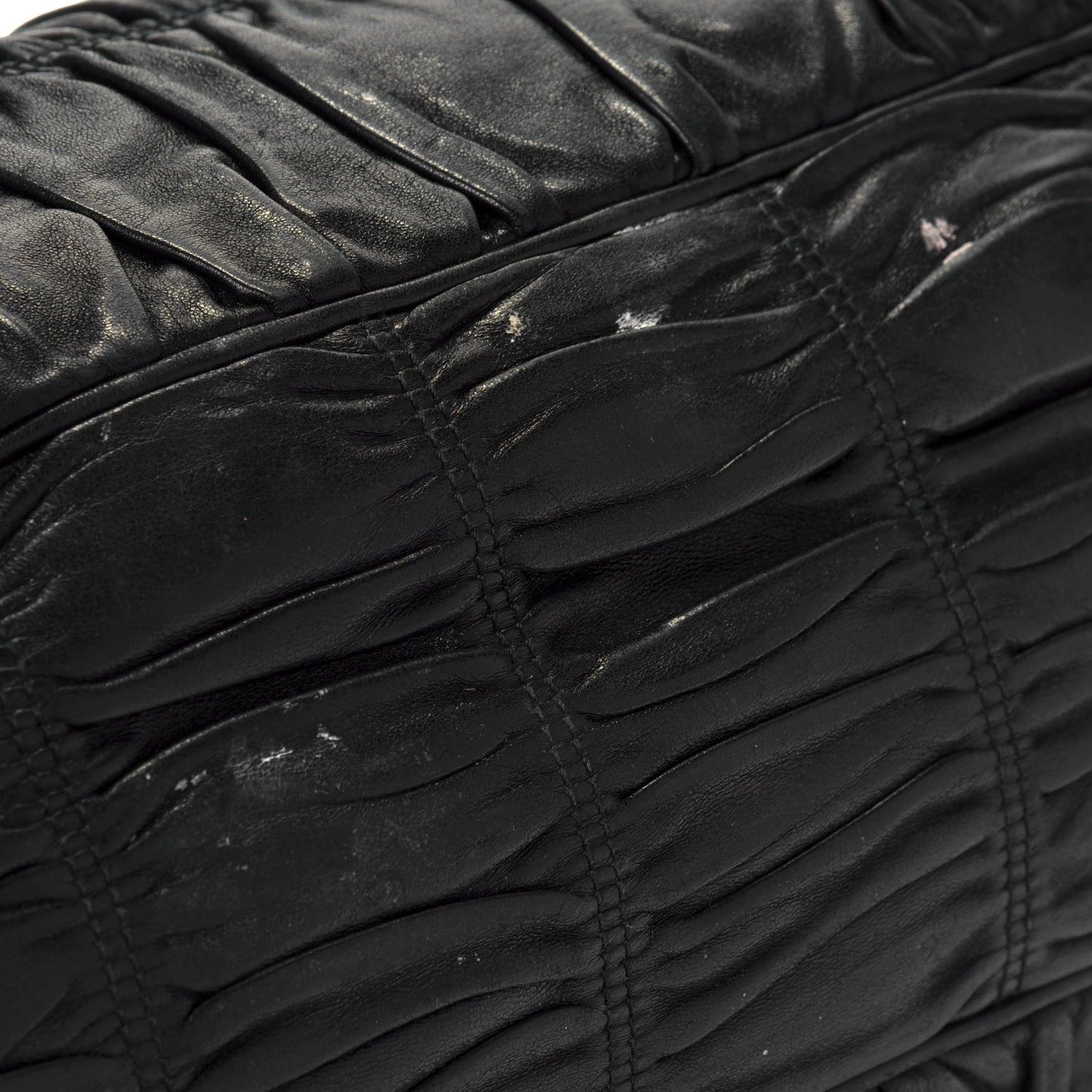 Nappa Gaufre Shopping Satchel Black