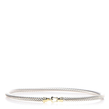 David Yurman Sterling Silver 18K Yellow Gold 3mm Cable Buckle Bracelet 1 of 4