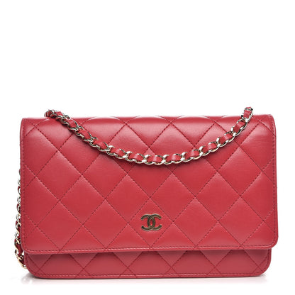 Chanel Lambskin Quilted Wallet On Chain WOC Pink 1 of 9