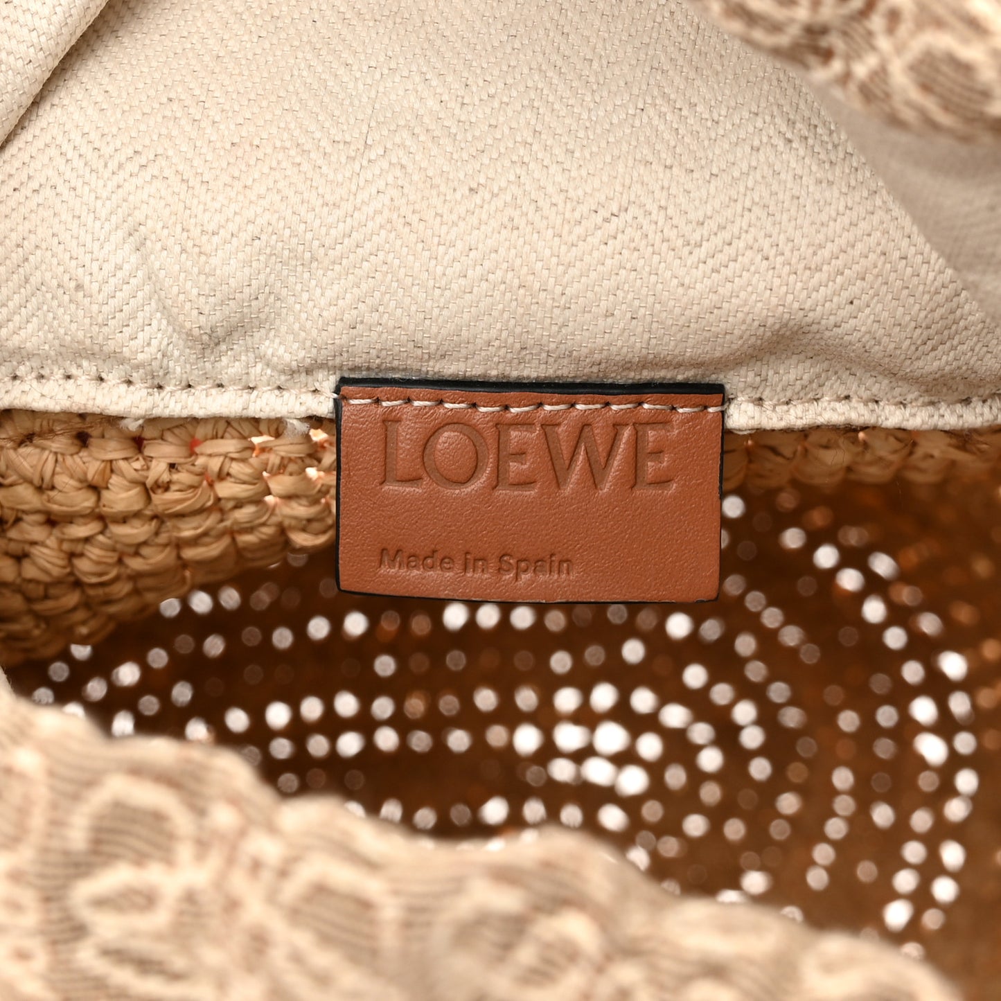 Calfskin Raffia Bucket Bag Natural Tan