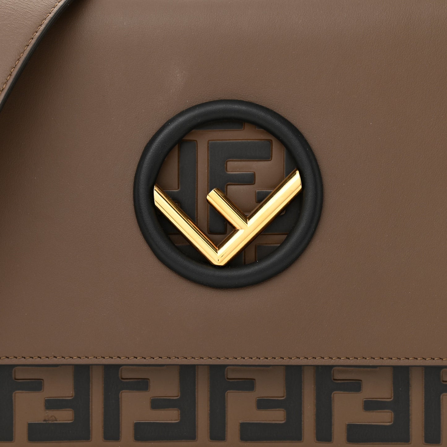 Vitello Century F is Fendi Bi-Color FF 1974 Embossed Kan I Shoulder Bag Maya Black
