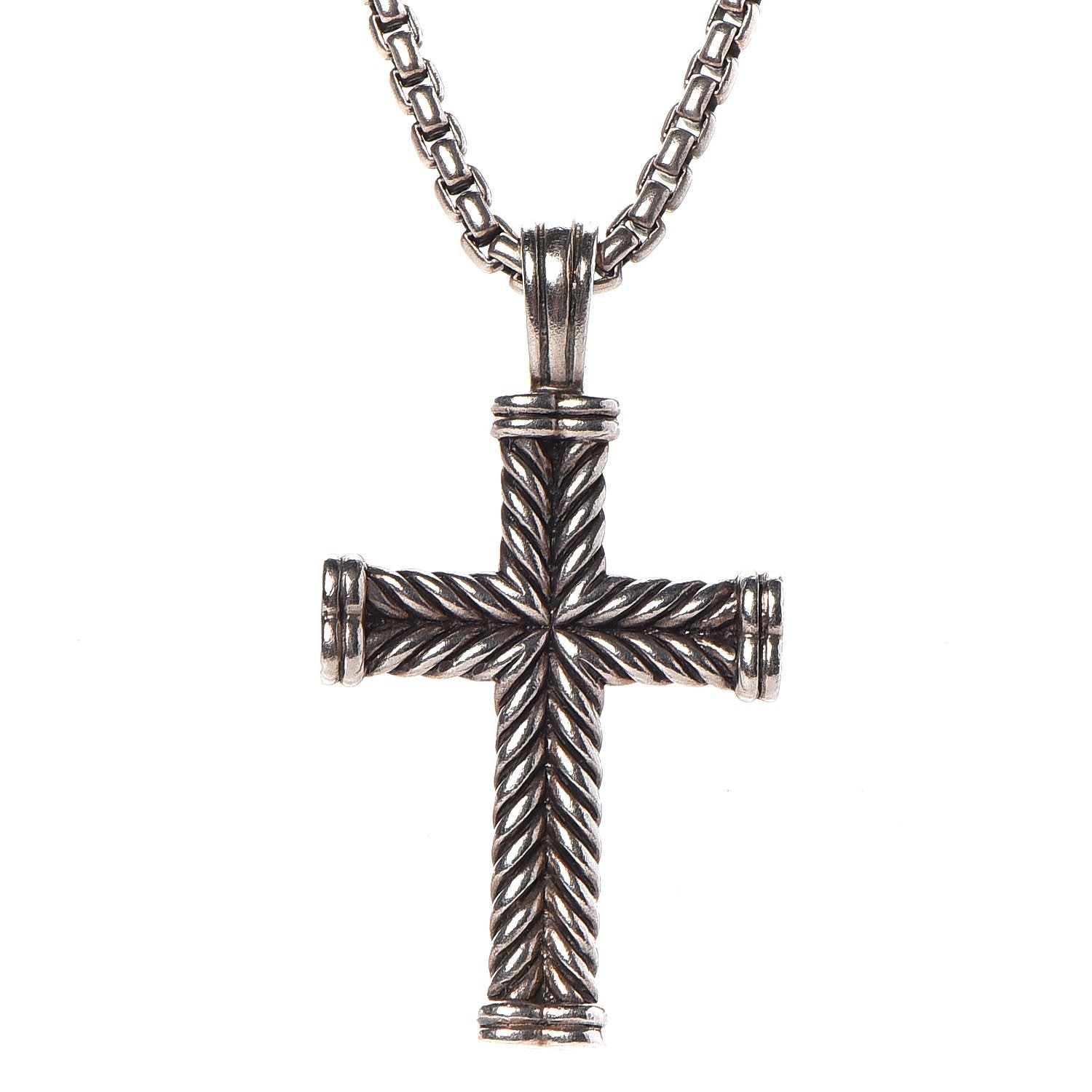 David Yurman Sterling Silver Chevron Cross Necklace 4 of 6