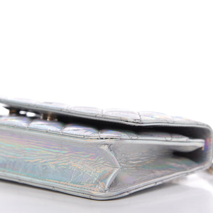 Chanel Iridescent Goatskin Quilted Wallet On Chain WOC Silver 7 of 11