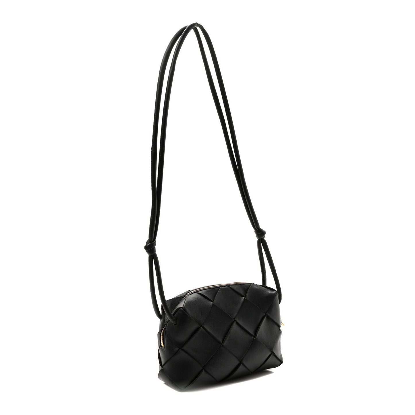 Lambskin Maxi Intrecciato Small Cassette Camera Bag Black