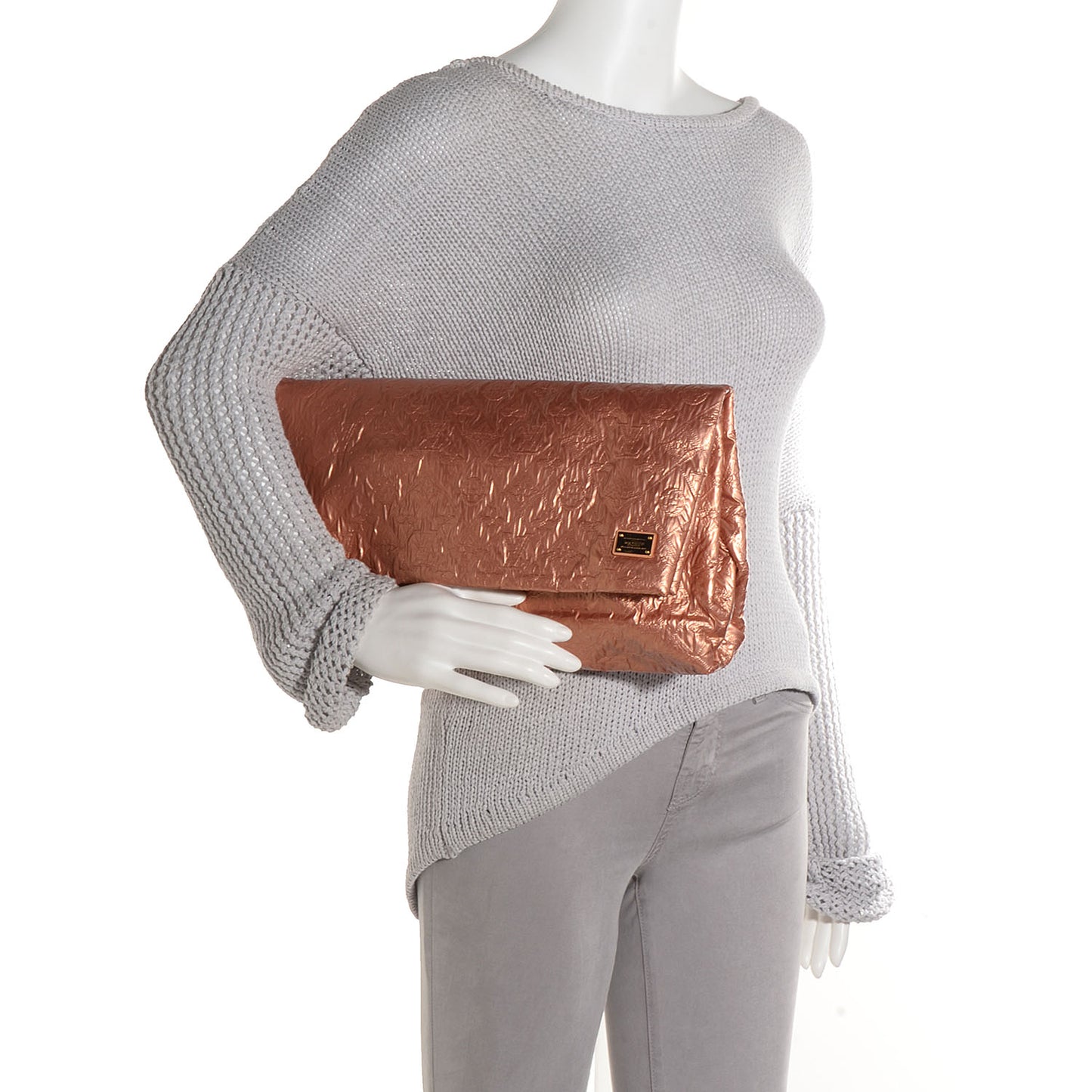 Jacquard Quilted Monogram Limelight Clutch GM Rose Gold