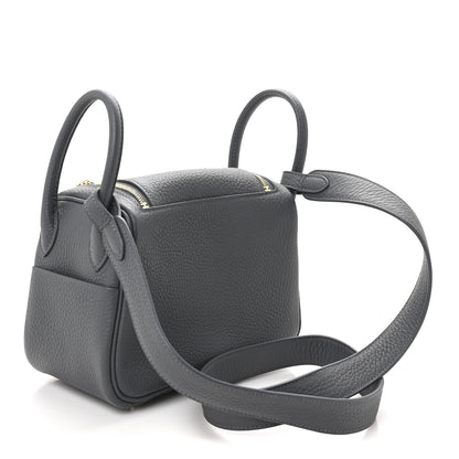 Hermes Taurillon Clemence Mini Lindy 20 Ardoise 3 of 11