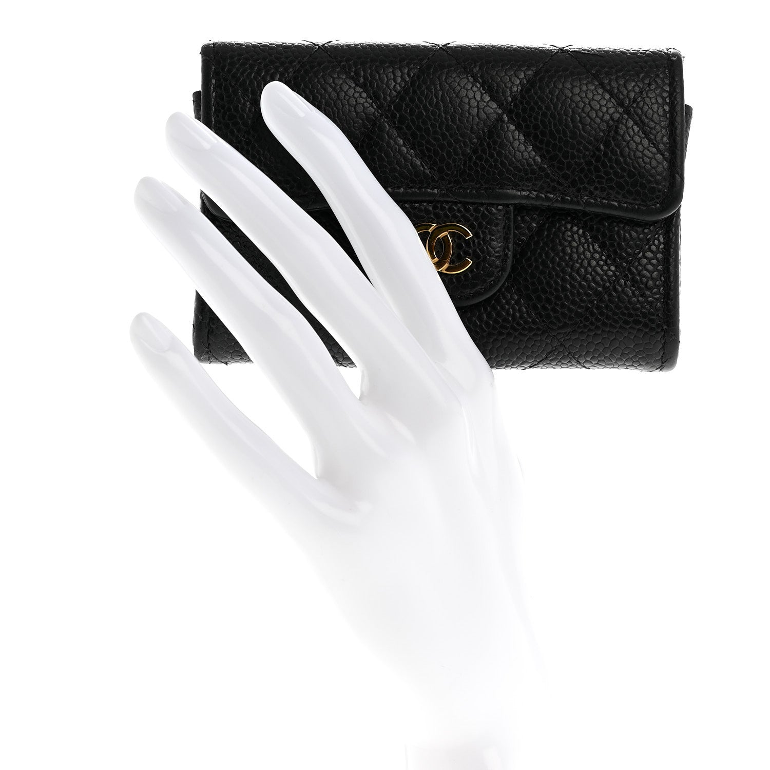 Chanel Caviar Quilted Flap Card Holder Wallet Black 2 of 8