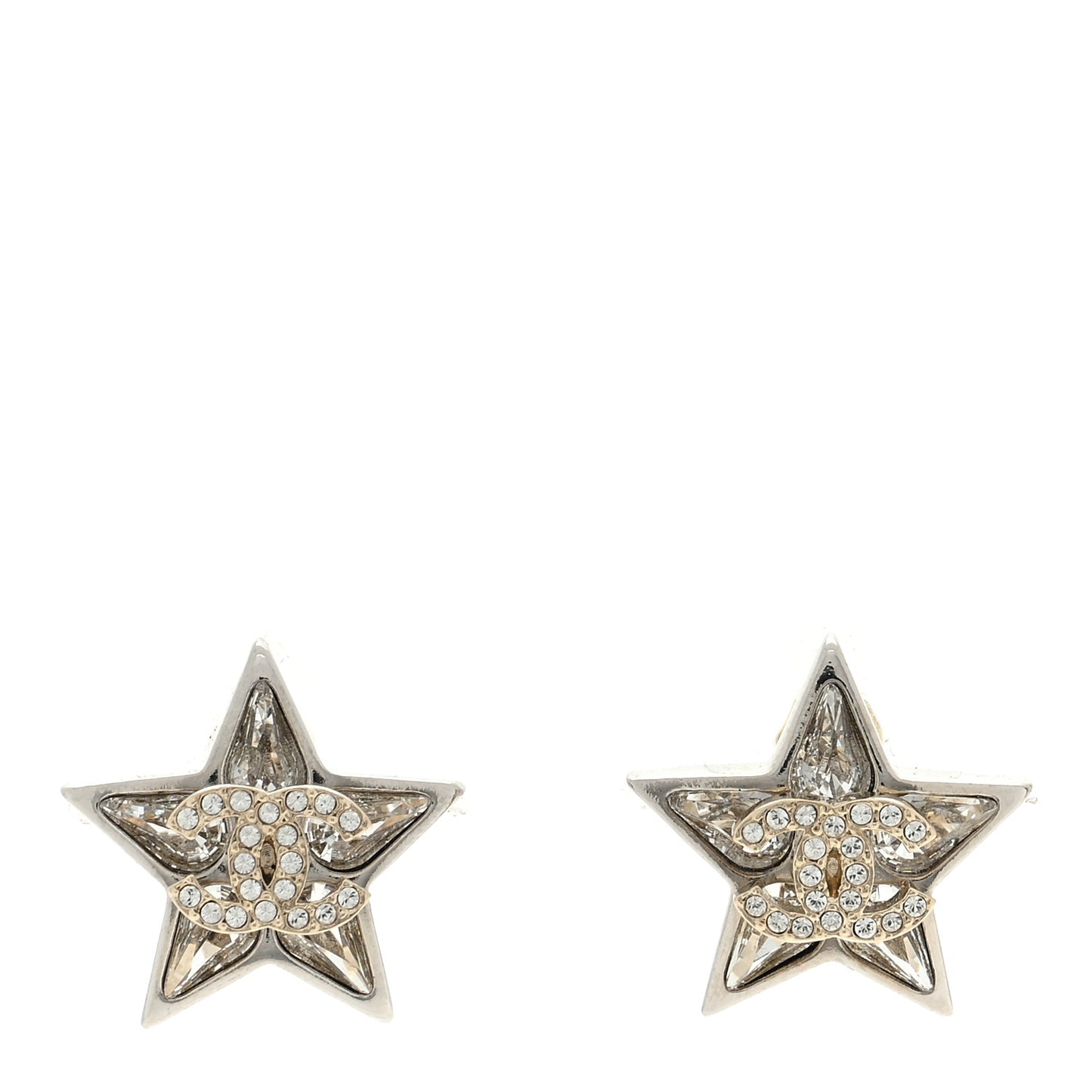 Crystal CC Star Earrings Silver