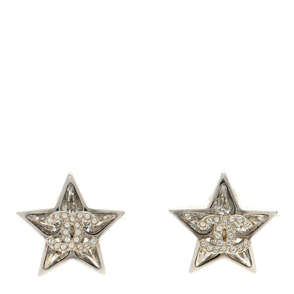 Chanel Crystal CC Star Earrings Silver 1 of 4