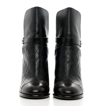 Chanel Calfskin Quilted Cap Toe Boots 40 Black Brown 2 of 11