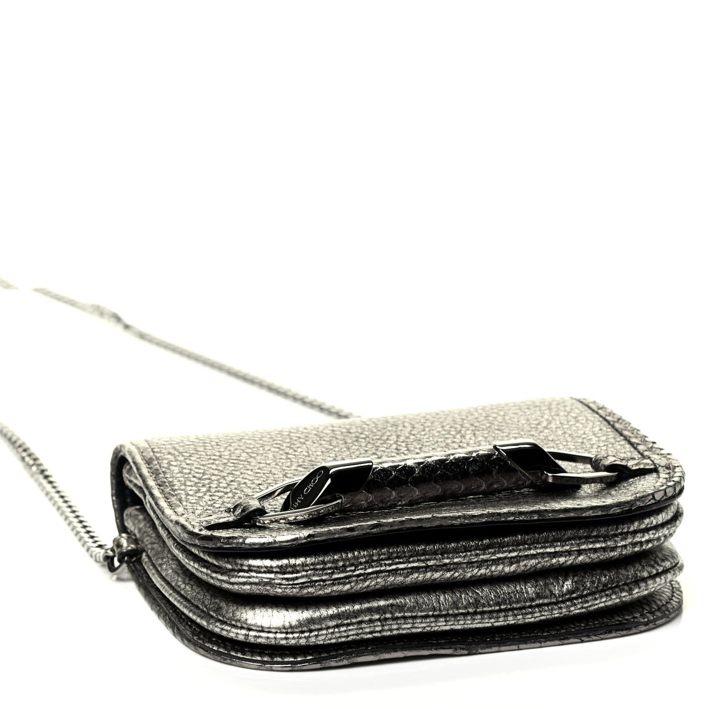 Metallic Elaphe Zadie Crossbody Bag Silver