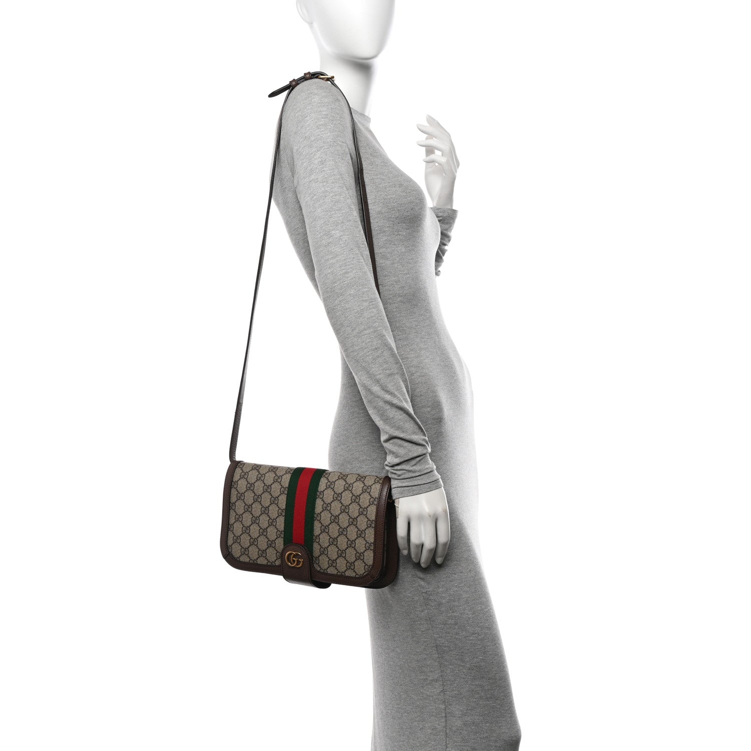 Gucci GG Supreme Monogram Web Ophidia Flap Messenger Bag Beige New Acero 2 of 12