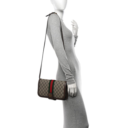 Gucci GG Supreme Monogram Web Ophidia Flap Messenger Bag Beige New Acero 2 of 12
