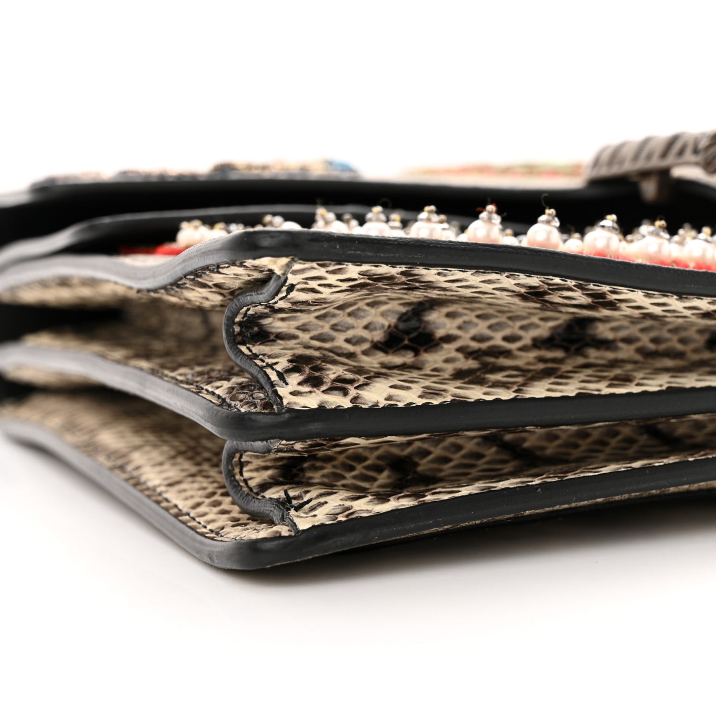 GG Supreme Monogram Snakeskin Flower Embroidered Medium Dionysus Shoulder Bag Beige Orange