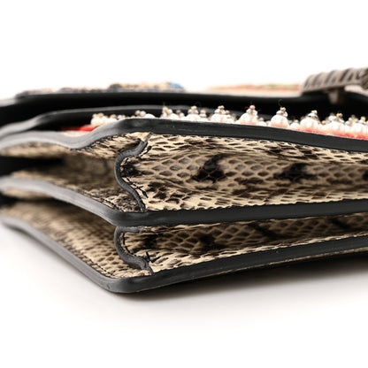 Gucci GG Supreme Monogram Snakeskin Flower Embroidered Medium Dionysus Shoulder Bag Beige Orange 9 of 12