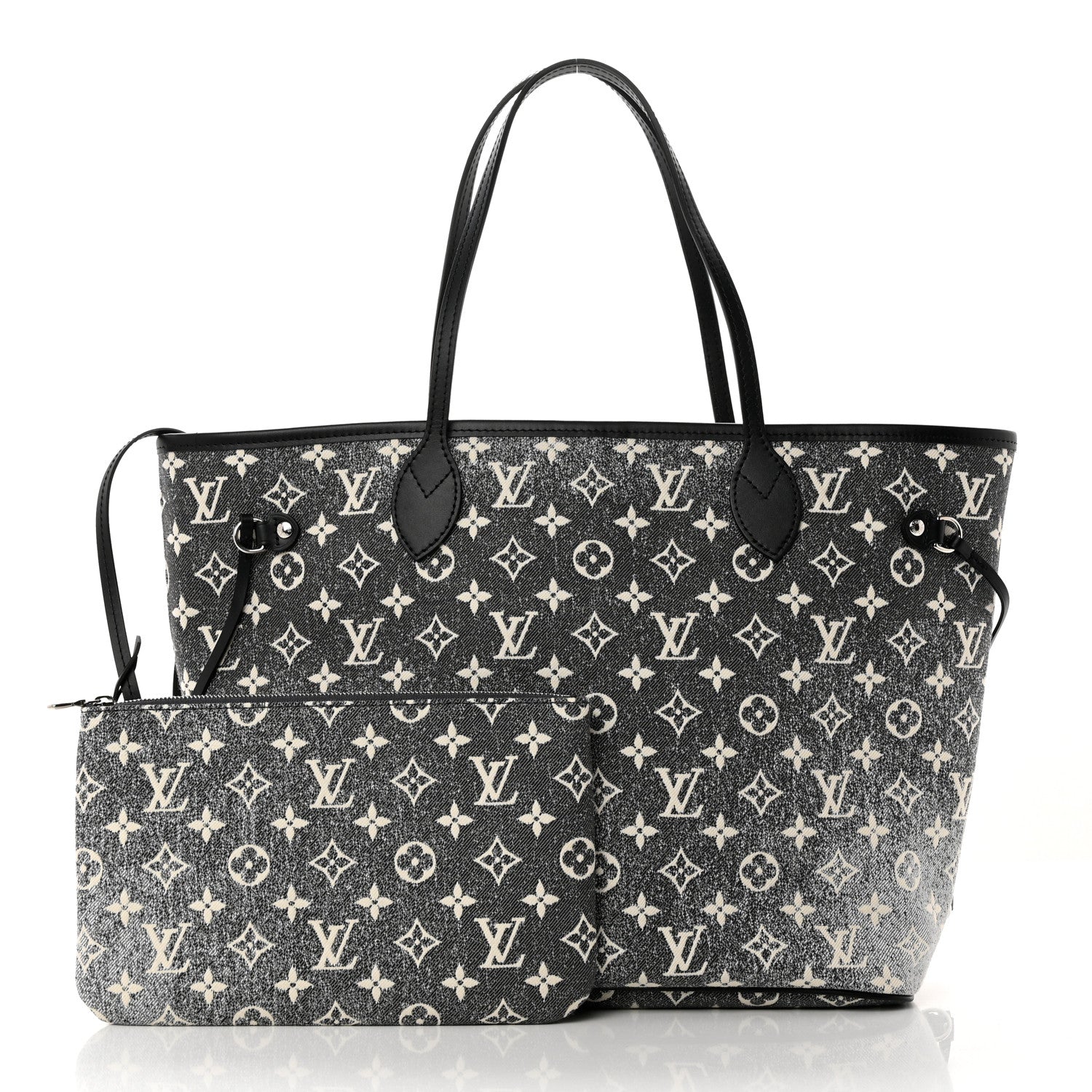 Louis Vuitton Denim Monogram Jacquard Neverfull MM Grey 3 of 9