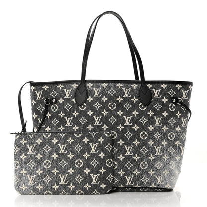 Louis Vuitton Denim Monogram Jacquard Neverfull MM Grey 3 of 9
