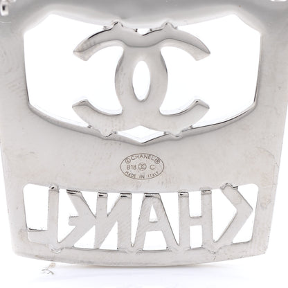 Chanel Crystal CC Greek Cup Brooch Silver Blue 4 of 5