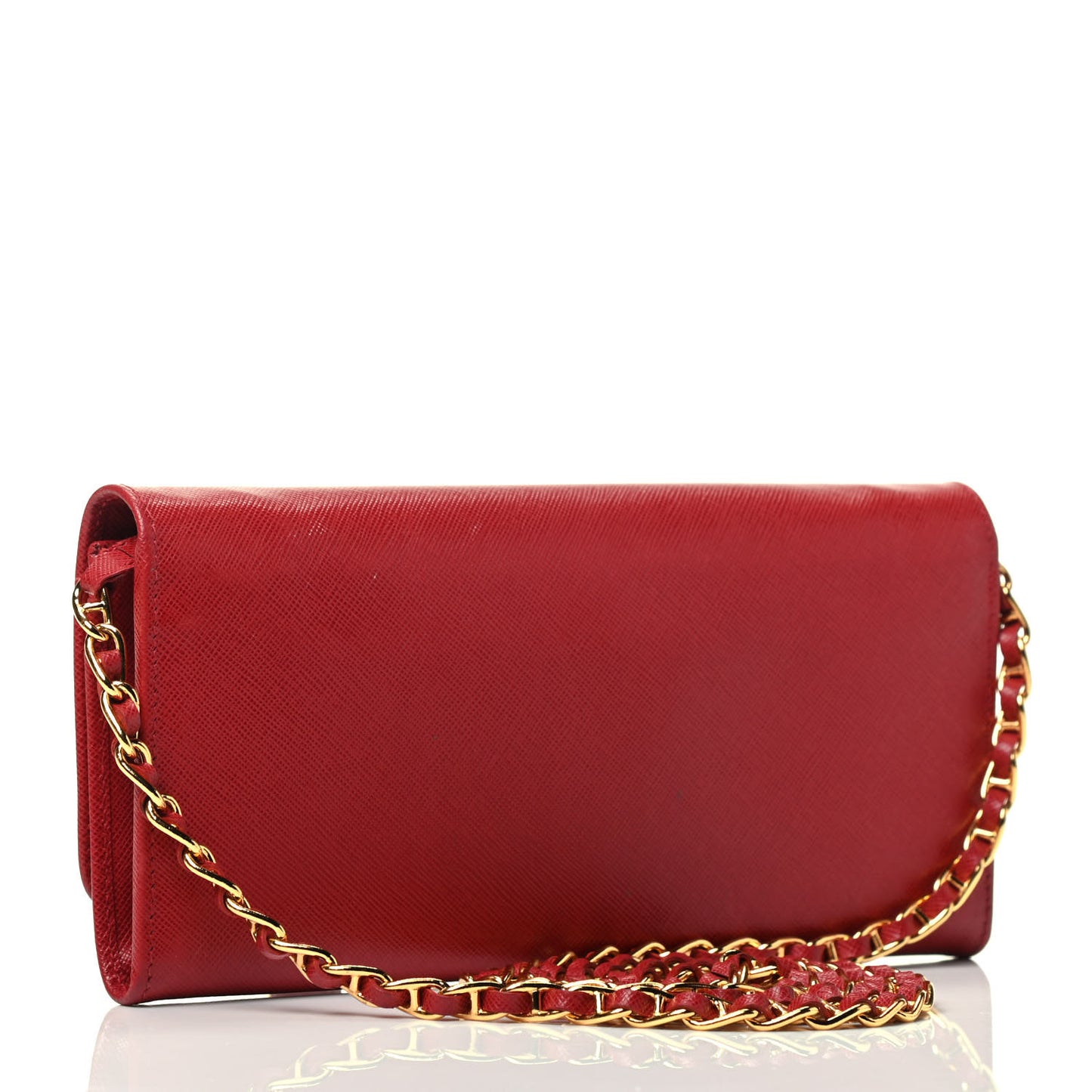 Saffiano Metal Oro Chain Wallet Fuoco
