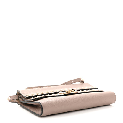 Valentino Garavani Grainy Calfskin Rockstud Double Flap Crossbody Bag Poudre 4 of 9