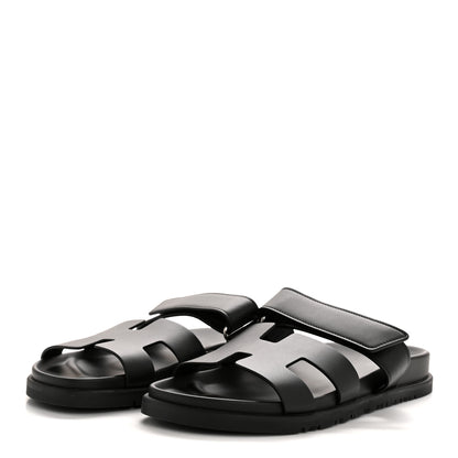 Hermes Calfskin Womens Chypre Sandals 38 Black 4 of 9