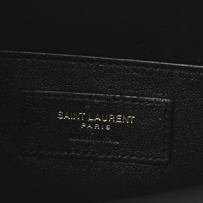 Saint Laurent Shiny Calfskin Crocodile Embossed Manhattan Baguette Black 6 of 10